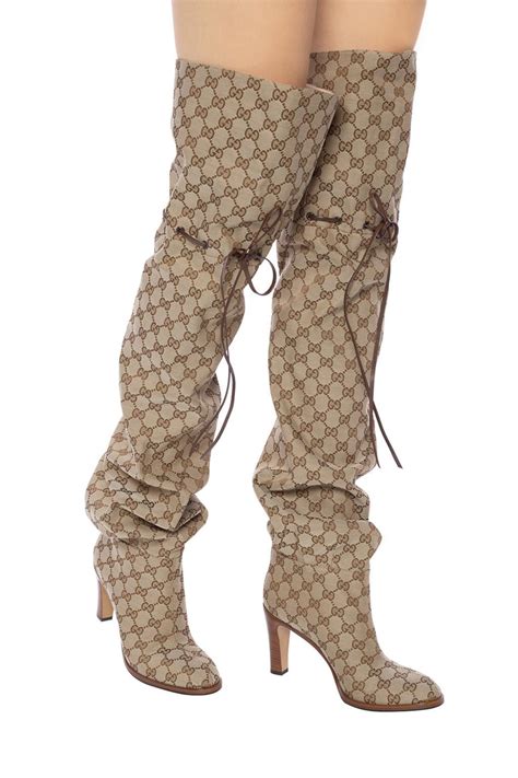 gucci womens boots sale|Gucci print thigh high boots.